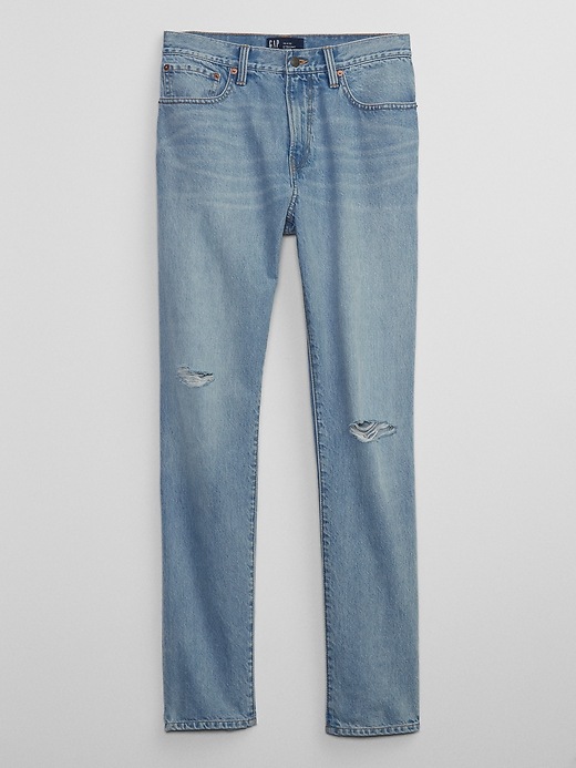 Image number 3 showing, Destructed Straight Taper Jeans with Washwell