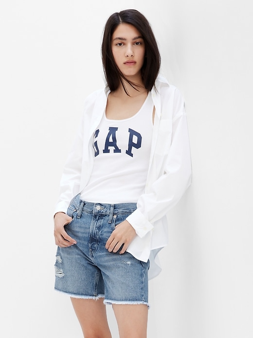 Image number 1 showing, 9" High Rise Distressed '90s Loose Shorts