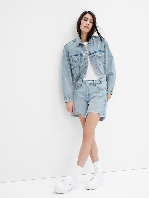 Image number 1 showing, 9" High Rise Destructed '90s Loose Shorts