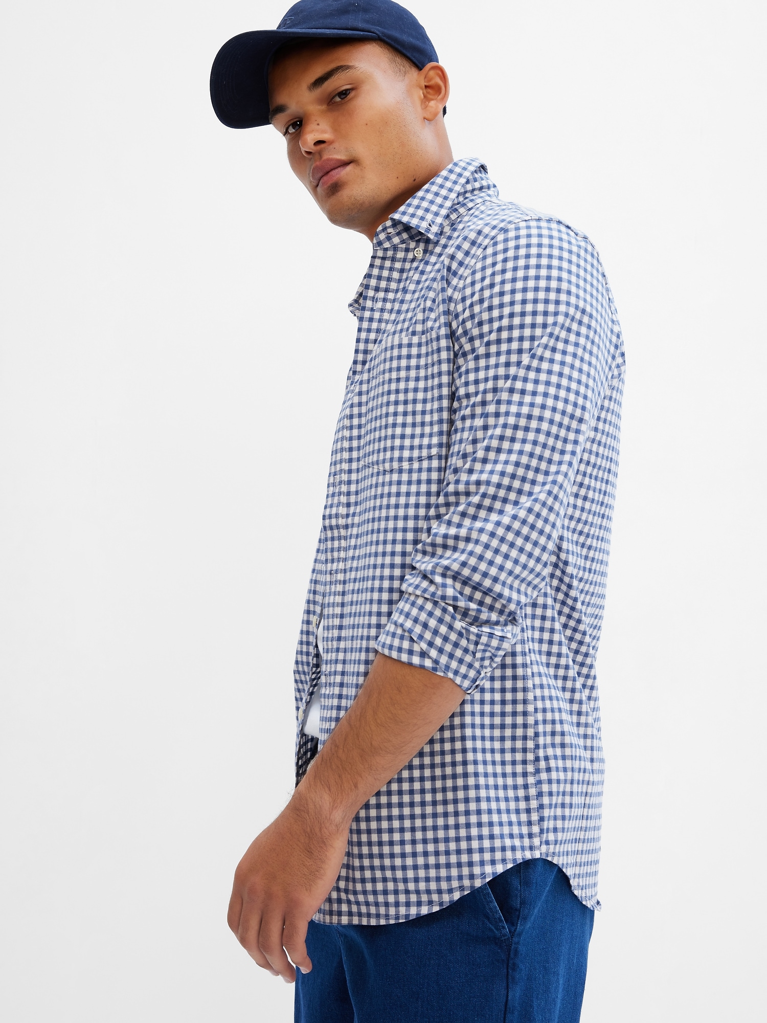 Stretch Poplin Shirt in Slim Fit