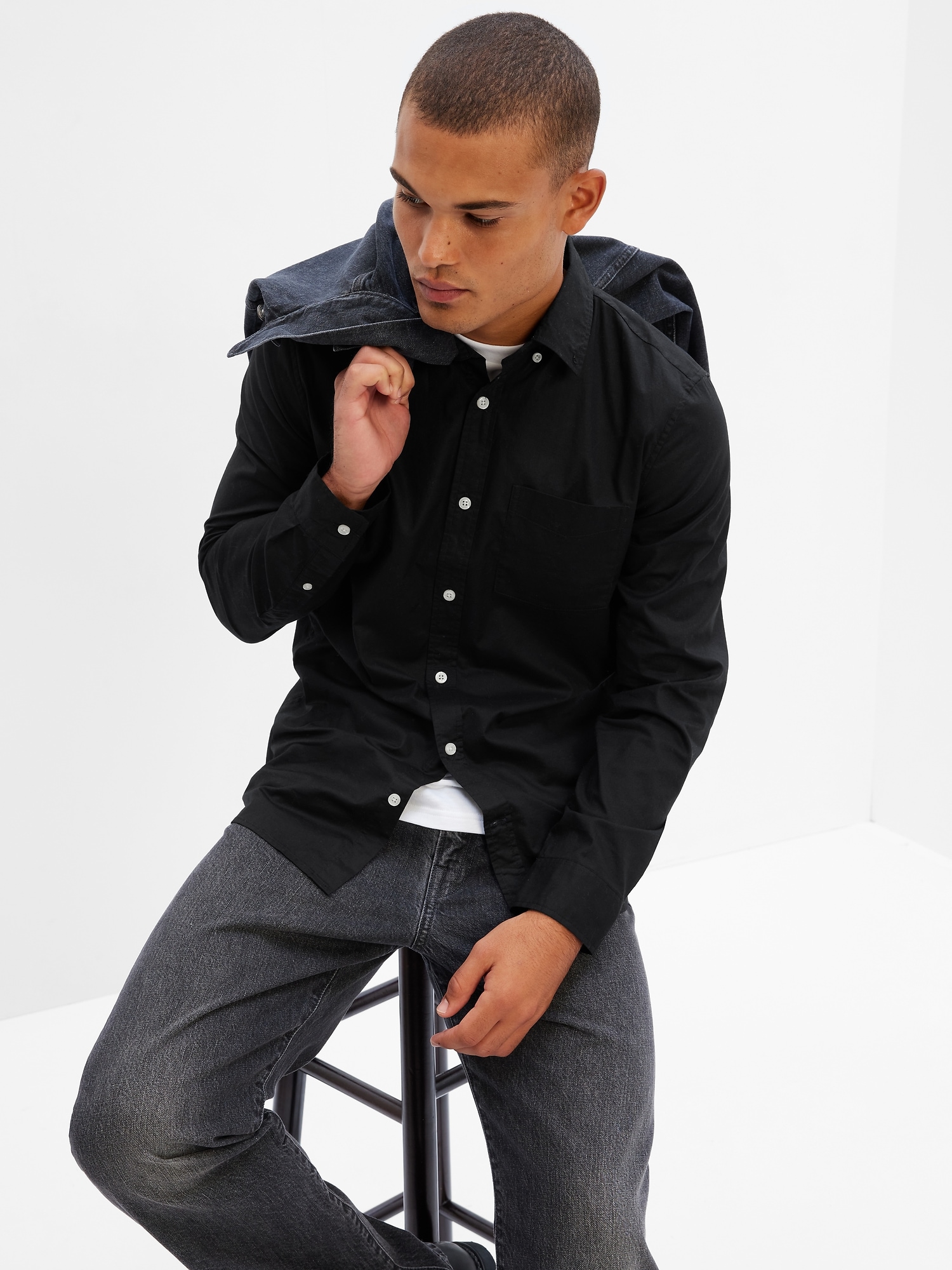 Stretch Poplin Shirt in Slim Fit | Gap Factory