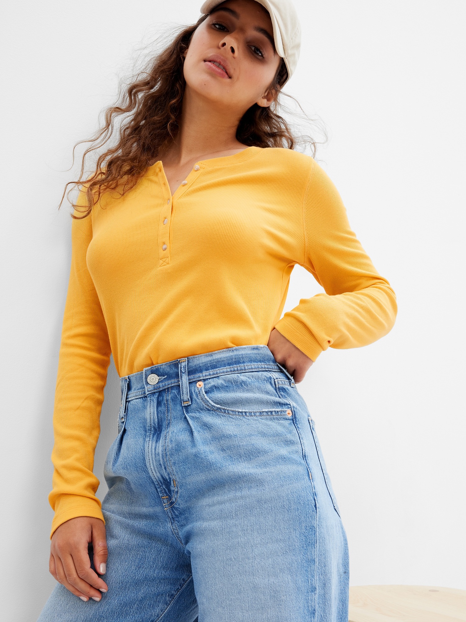 Ribbed Henley TShirt Gap Factory