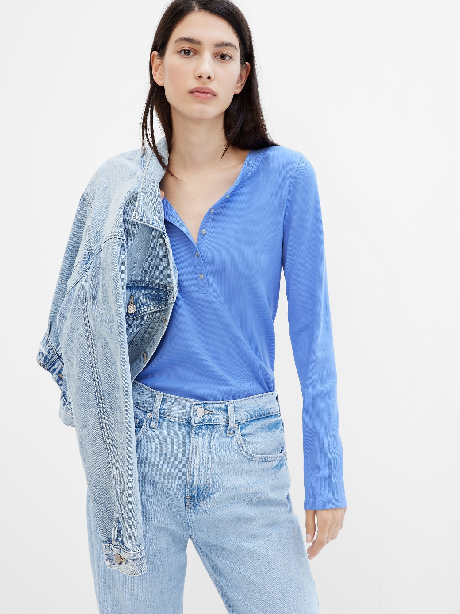 Ribbed Henley T-Shirt