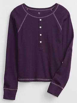 Camiseta Gap Kids Waffle Henley - Niño - Azul Indigo