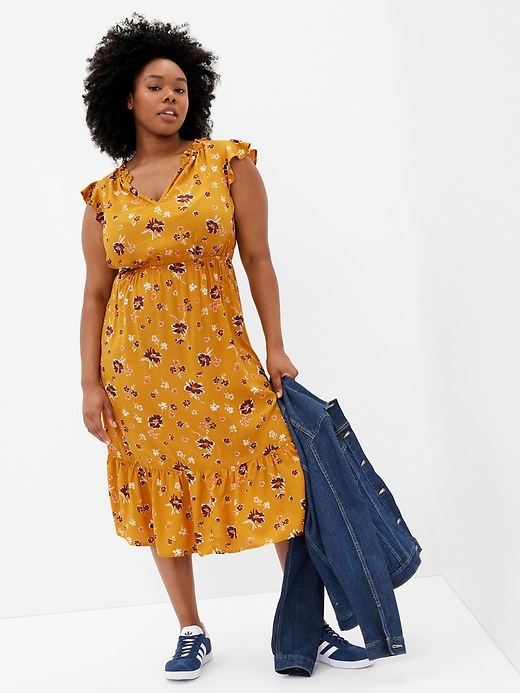 Tiered Flutter Midi Dress | Gap Factory