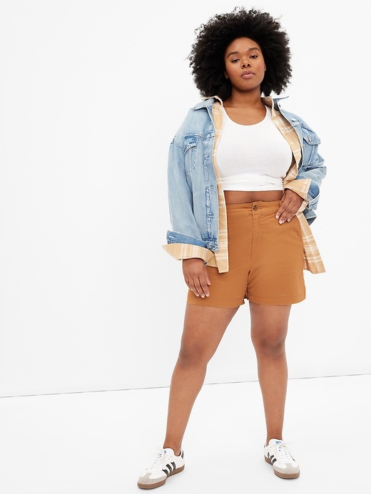 Image number 5 showing, 5" High Rise Girlfriend Khaki Shorts with Washwell
