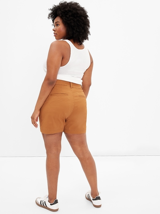 Image number 6 showing, 5" High Rise Girlfriend Khaki Shorts with Washwell