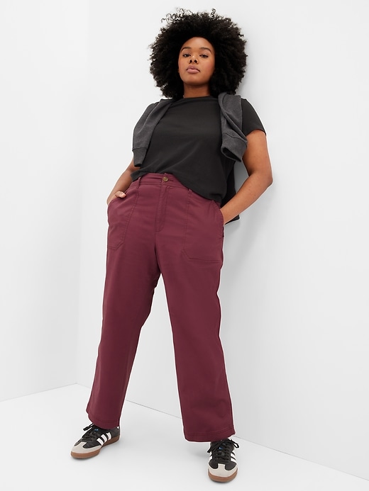 High Rise Girlfriend Utility Khakis with Washwell | Gap Factory