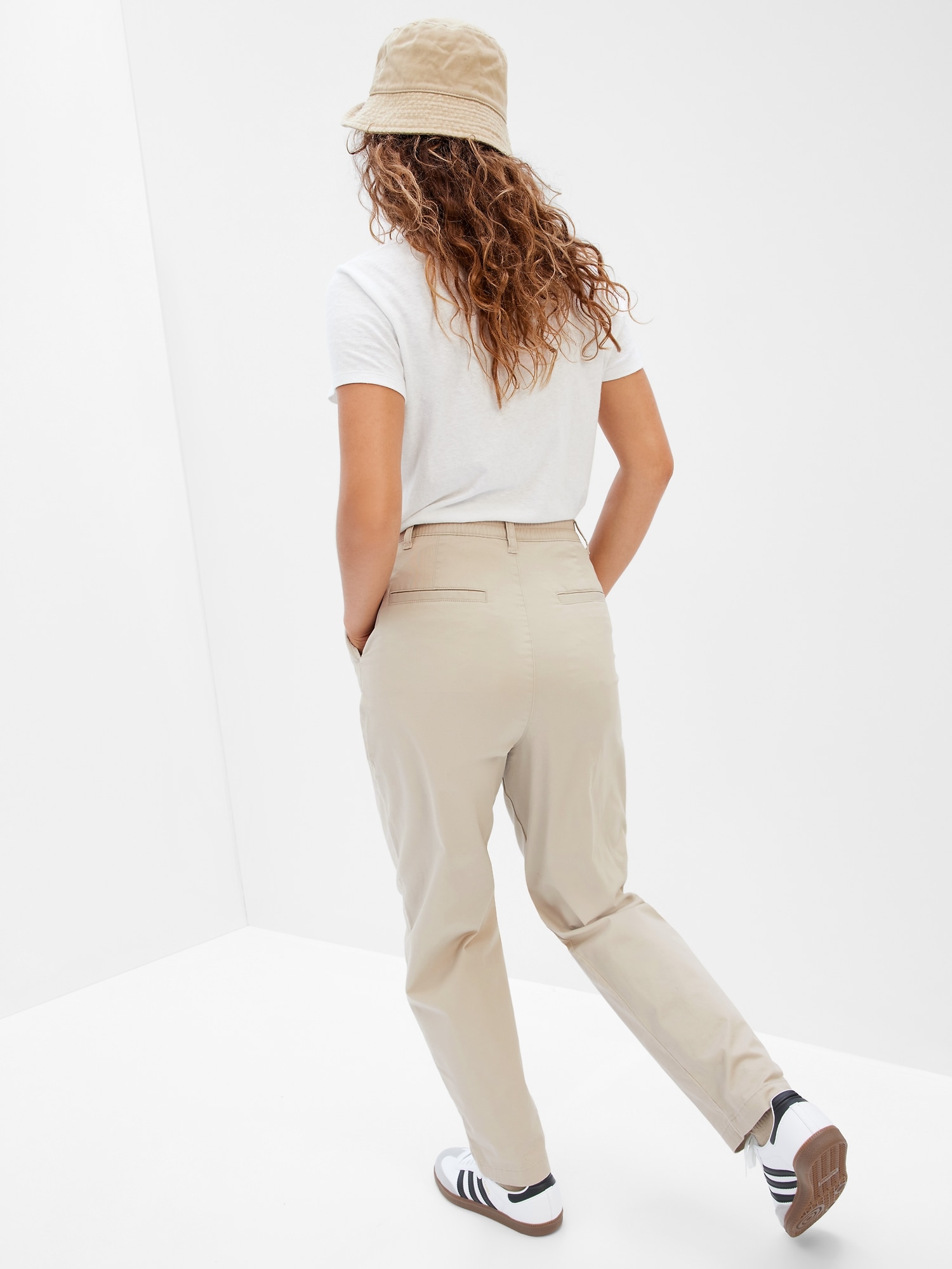 High Rise Pleated Khaki Trousers | Gap Factory