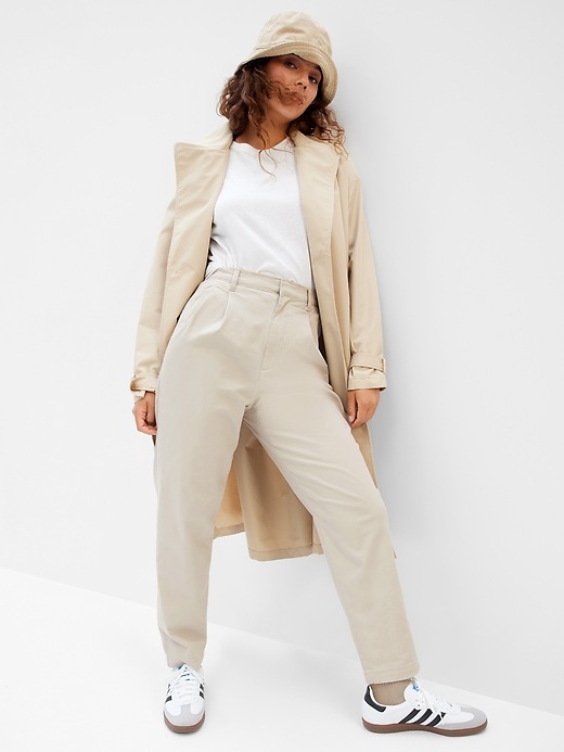 Gap Factory Women's High Rise Pleated Khaki Trousers with Washwell