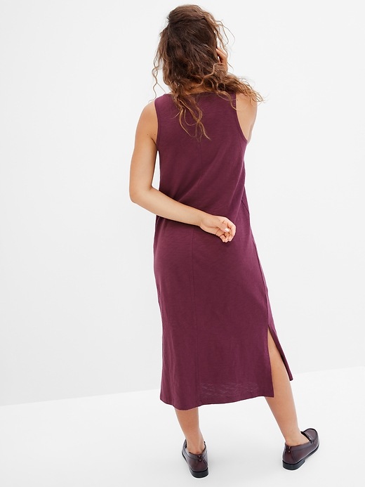 knee length dresses for ladies Artyska Women's Ribbed Dresses Scoop Neck Sleeveless Knit Slit Bodycon Midi Dress Maroon S main image 1