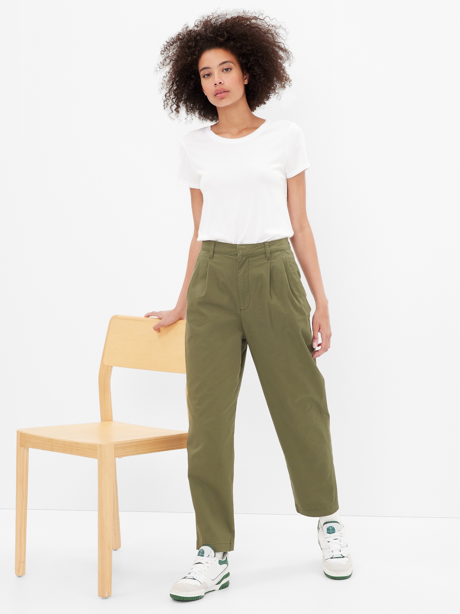 Stylish Khaki High Waist Pants