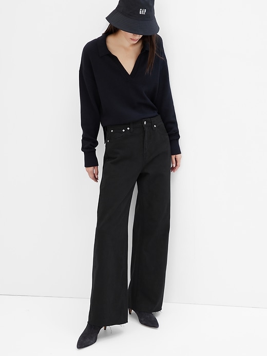 Image number 1 showing, High Rise Wide-Leg Jeans with Washwell