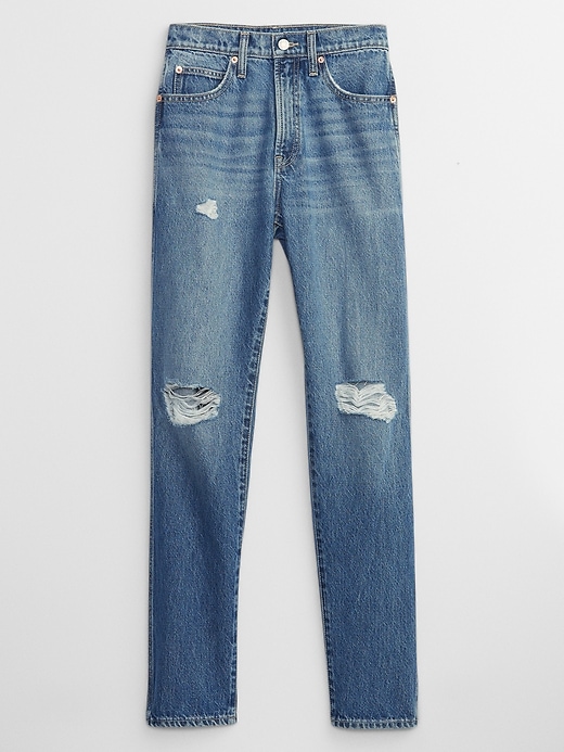Image number 3 showing, High Rise Destructed Mom Jeans with Washwell