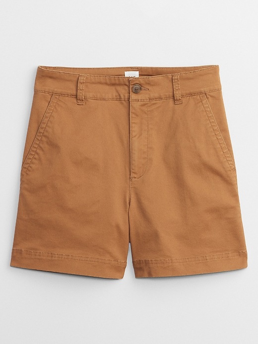 Image number 3 showing, 5" High Rise Girlfriend Khaki Shorts with Washwell
