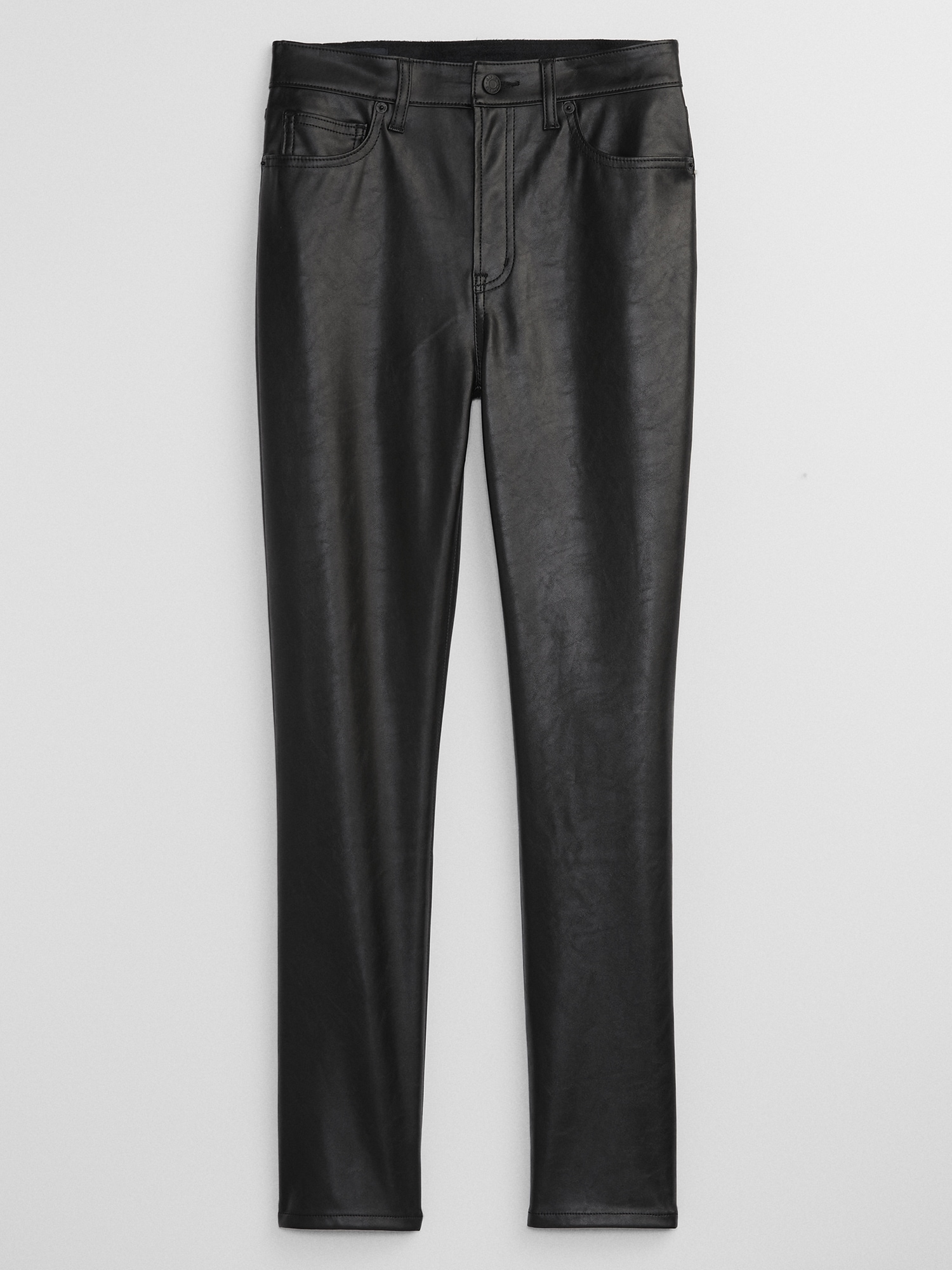 Vegan Leather Carpenter Cargo Trousers - Black