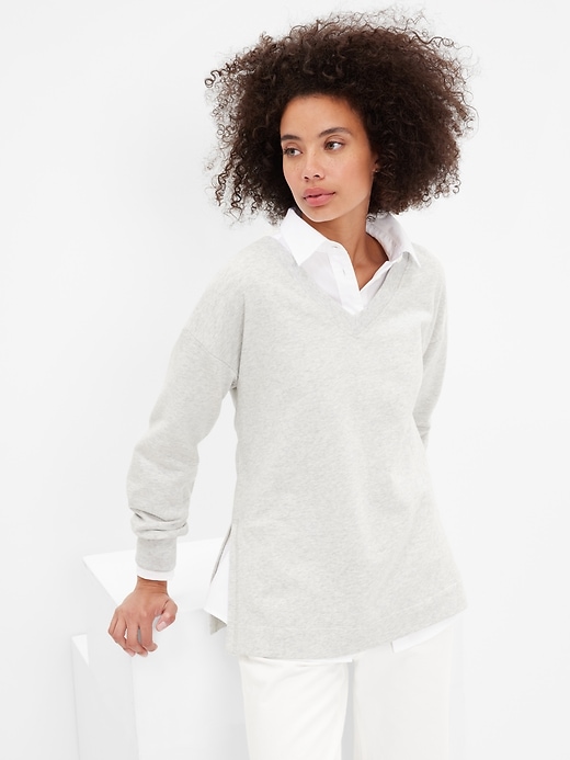 View large product image 1 of 1. V-Neck Tunic Sweatshirt