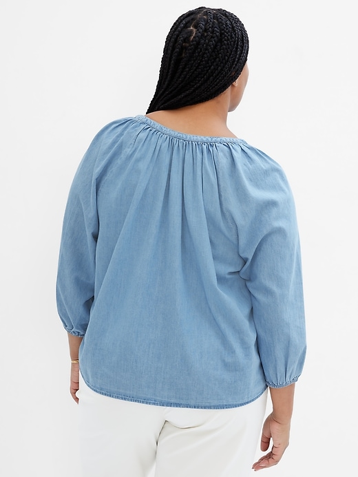 Image number 2 showing, Chambray Splitneck Top with Washwell