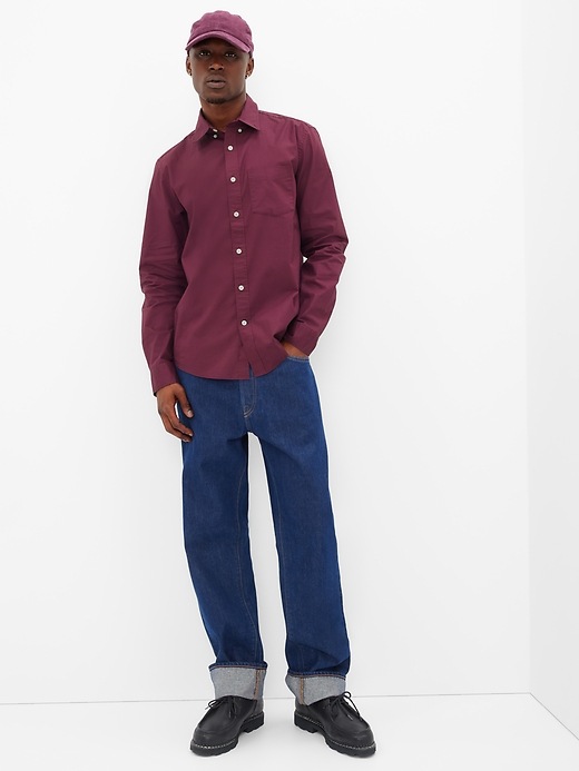 Image number 1 showing, Stretch Poplin Shirt in Untucked Fit