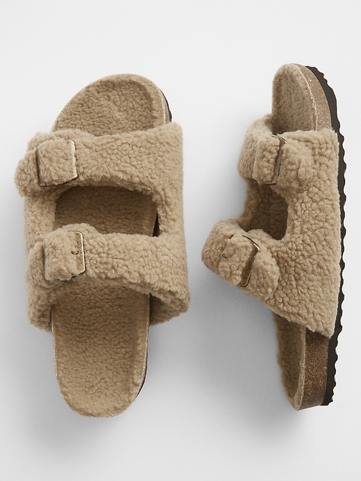 Sherpa Buckle-Strap Sandals