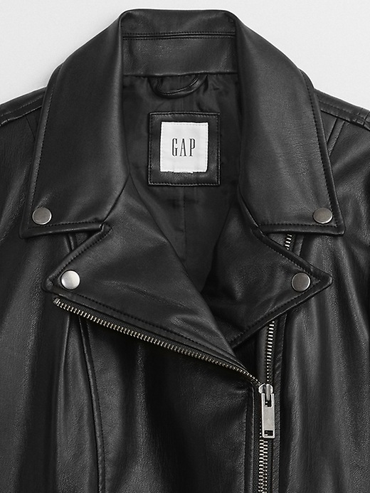 Image number 4 showing, Faux-Leather Moto Jacket