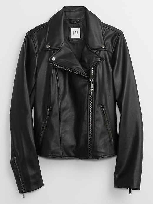 Image number 3 showing, Faux-Leather Moto Jacket