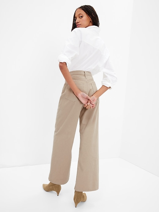 Image number 6 showing, High Rise Wide-Leg Corduroy Pants with Washwell