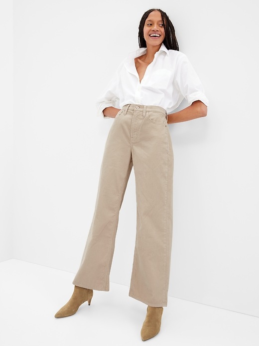 Image number 5 showing, High Rise Wide-Leg Corduroy Pants with Washwell