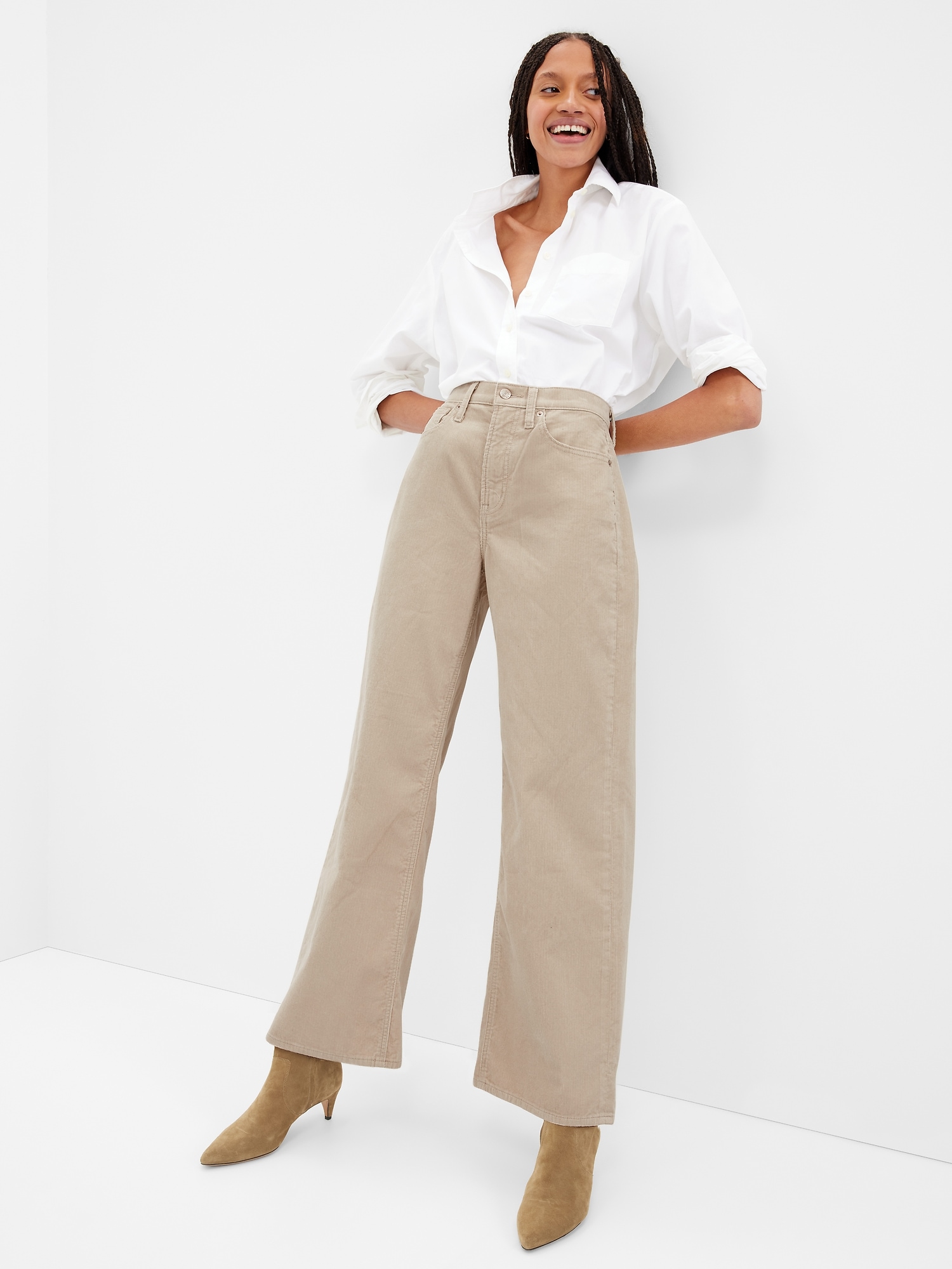 High Rise Wide-Leg Corduroy Pants with Washwell | Gap Factory