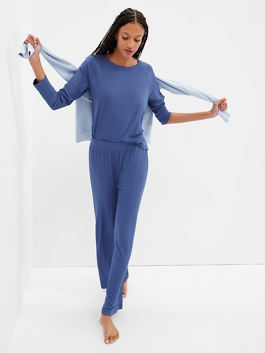 View large product image 1 of 1. Ribbed Straight PJ Pants