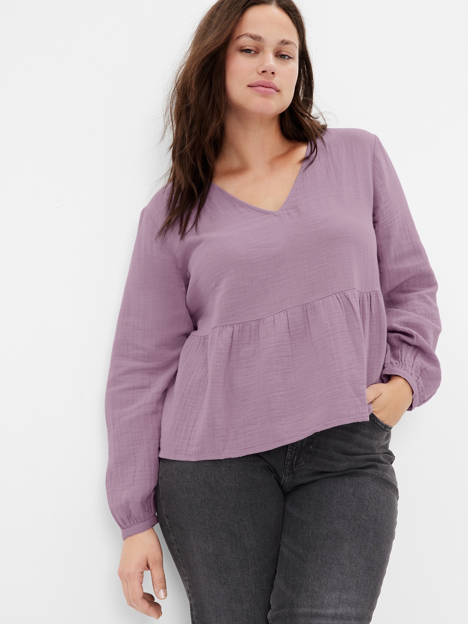 トップス acka peplum loose sweat Amazon.com: OLAPTA Women Peplum Ruffled Hem Long Sleeve