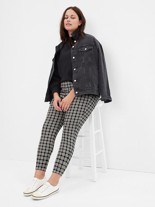 Image number 1 showing, Mid Rise Skinny Ankle Plaid Pants in Bi-Stretch