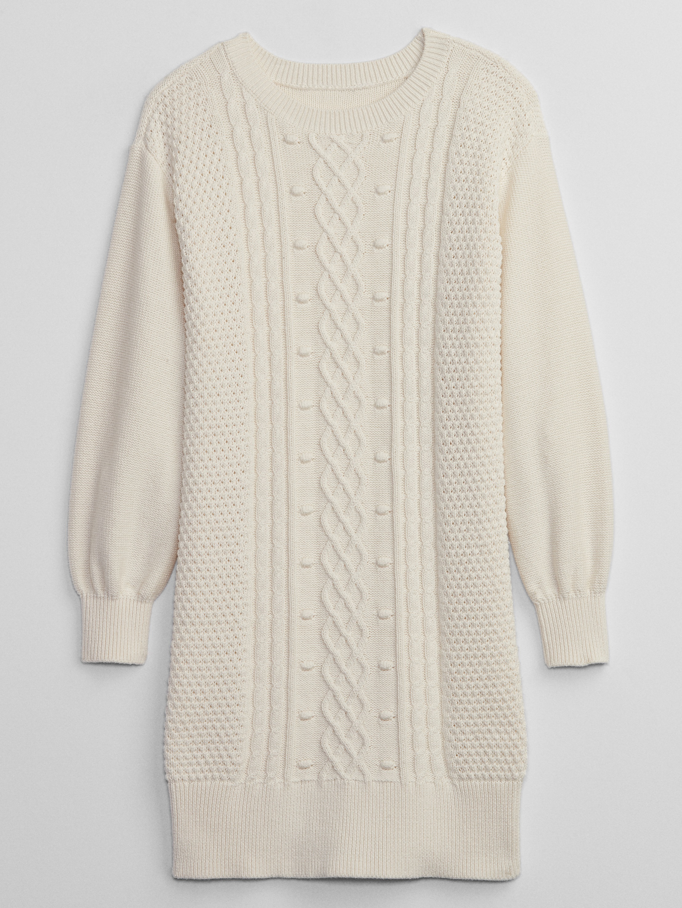 Gap Factory Girls' Cable-Knit Sweater Dress Ivory Cream Frost Size Xs