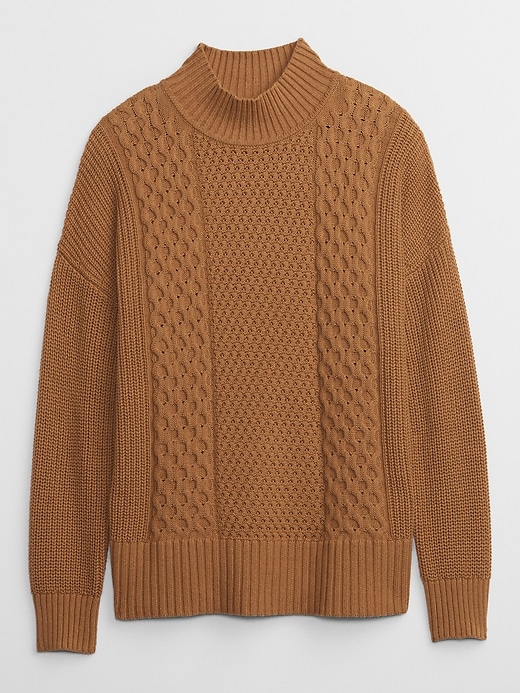 Image number 6 showing, Cable-Knit Mockneck Sweater