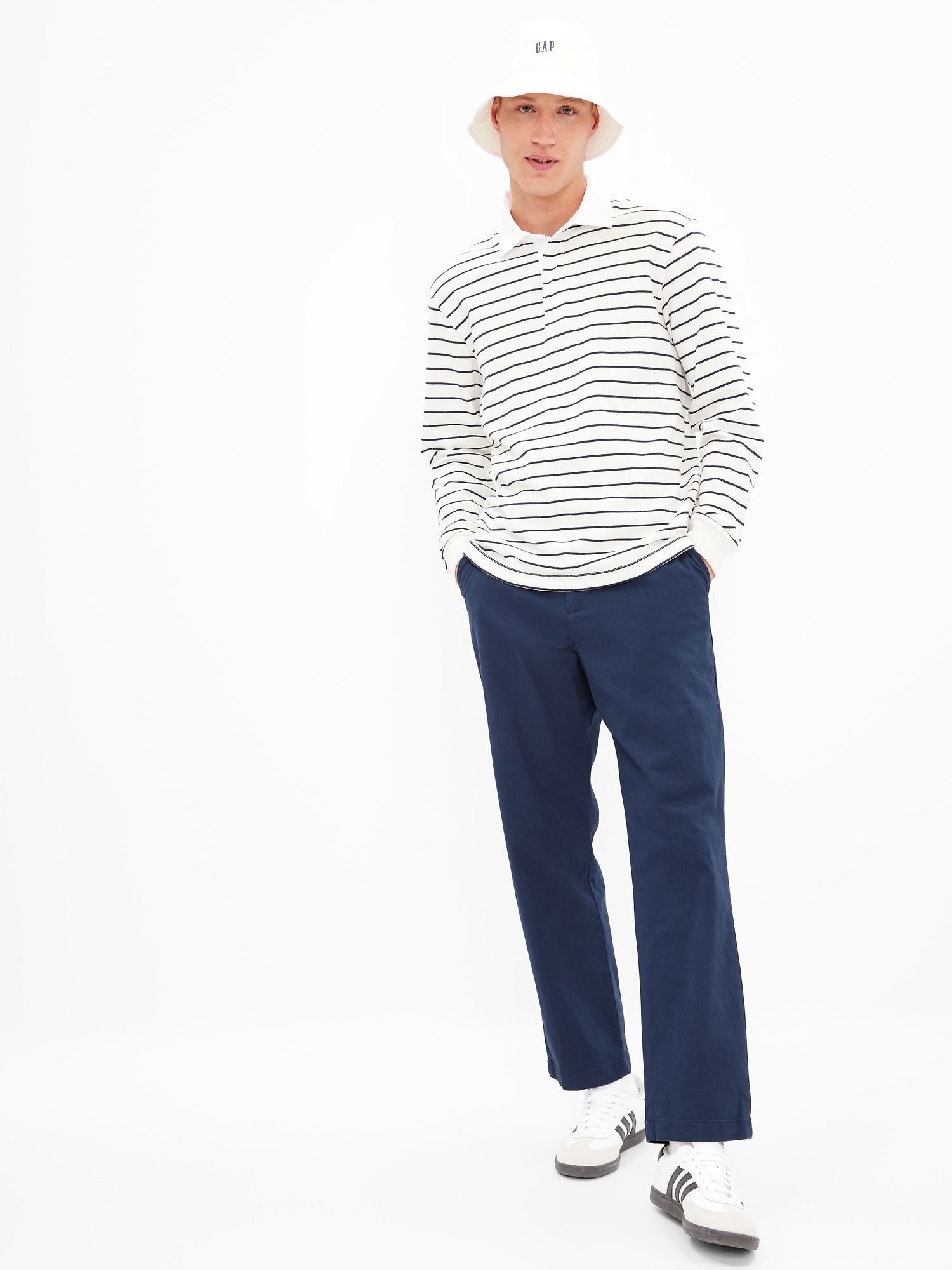 MEN'S COTTON RELAX ANKLE PANTS (STRIPE)