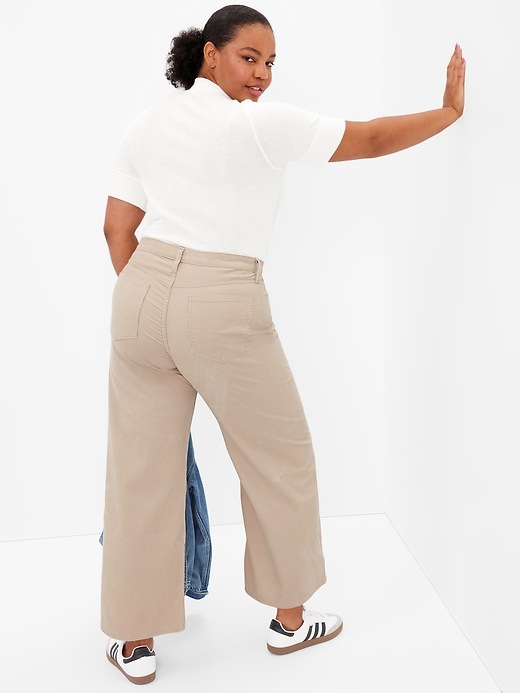 Image number 2 showing, High Rise Wide-Leg Corduroy Pants with Washwell