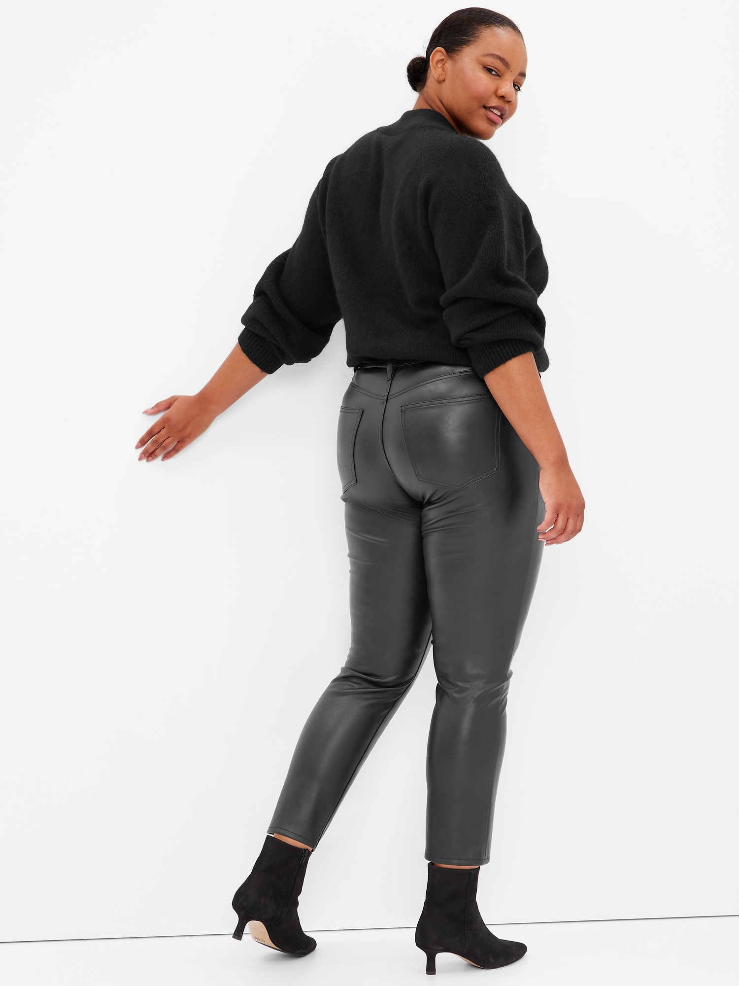 Grease x Unique Vintage Black Vegan Leather Sandy Cigarette Pants