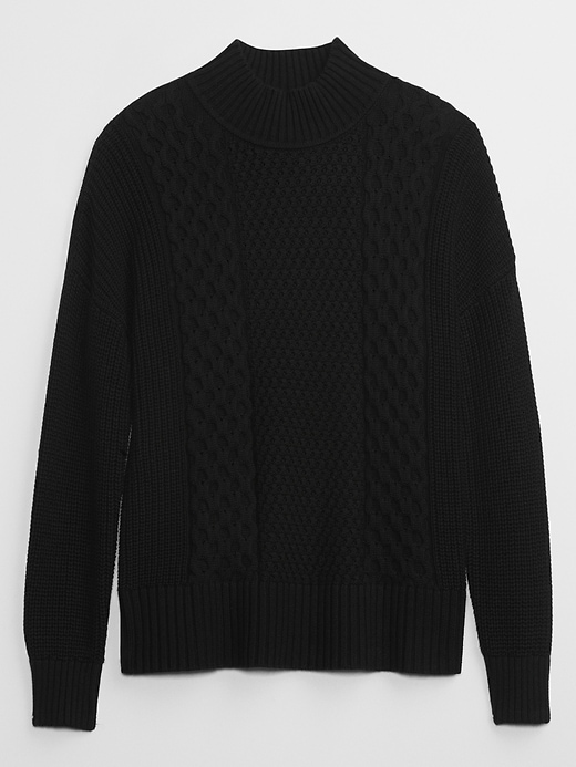 Image number 3 showing, Cable-Knit Mockneck Sweater
