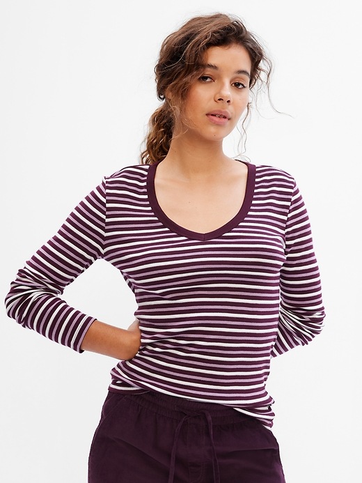 Image number 5 showing, Favorite Stripe V-Neck T-Shirt