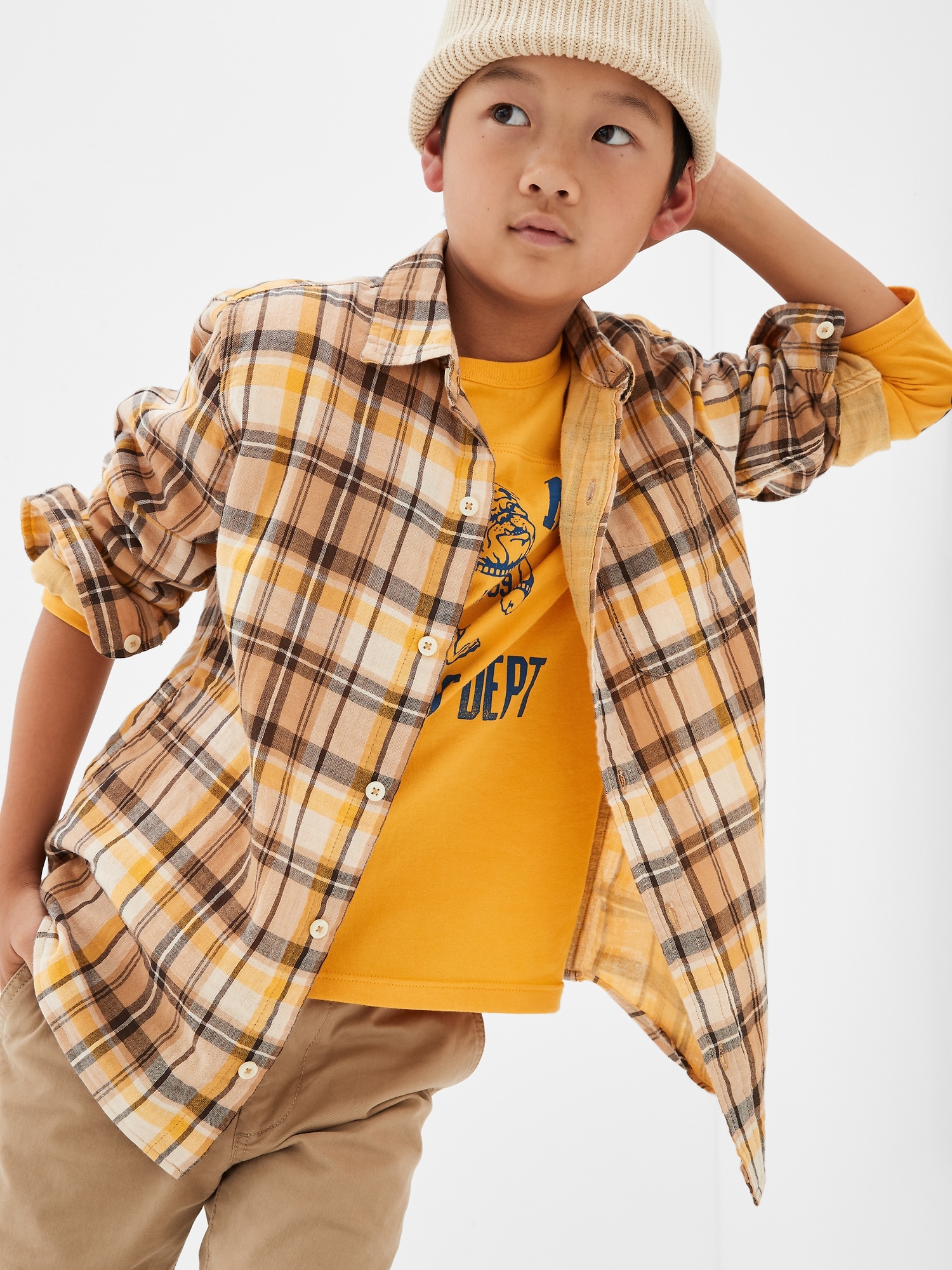 Kids Doubleweave Plaid Shirt | Gap Factory