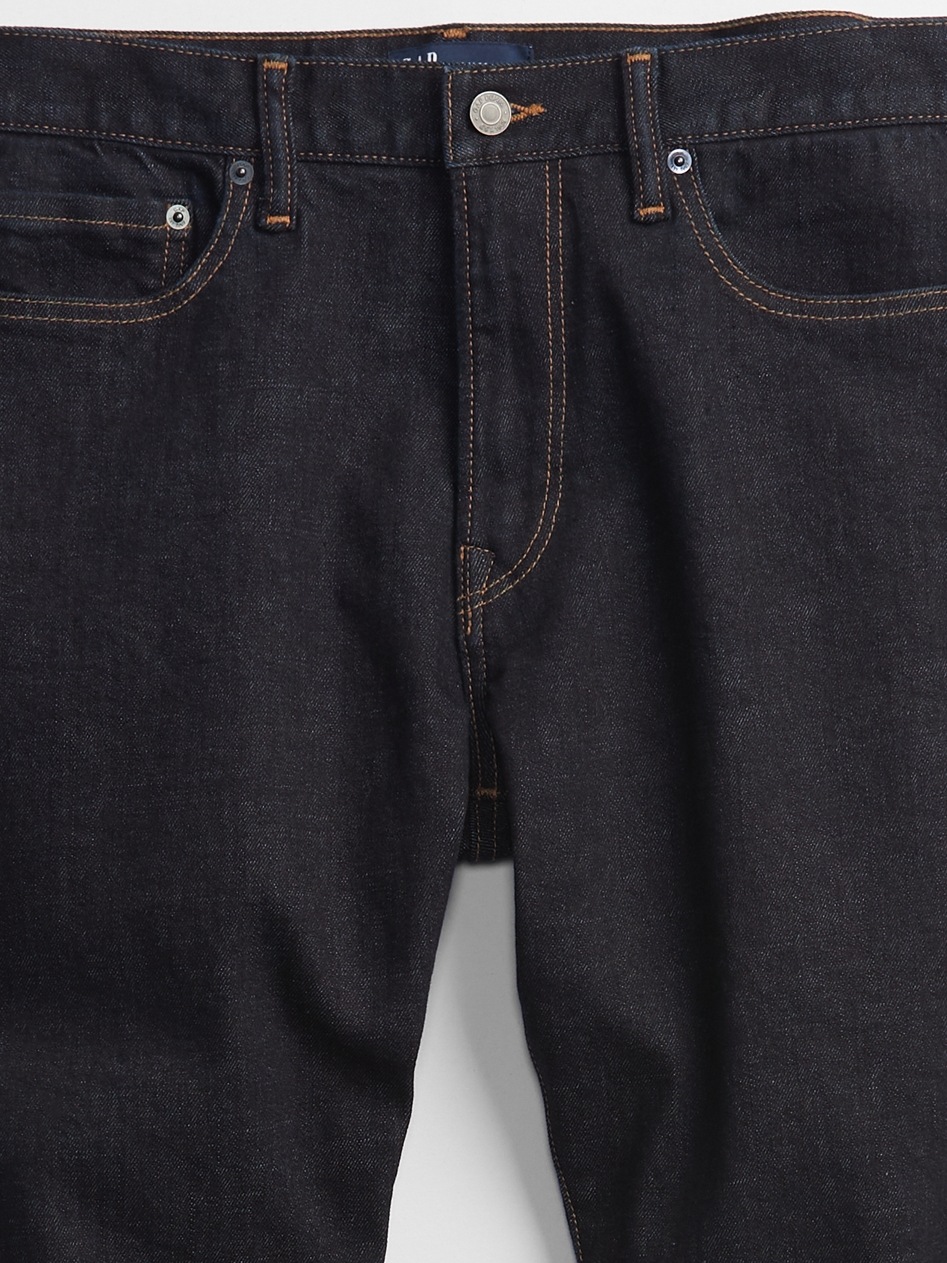 Destructed Straight Taper GapFlex Jeans with Washwell Black