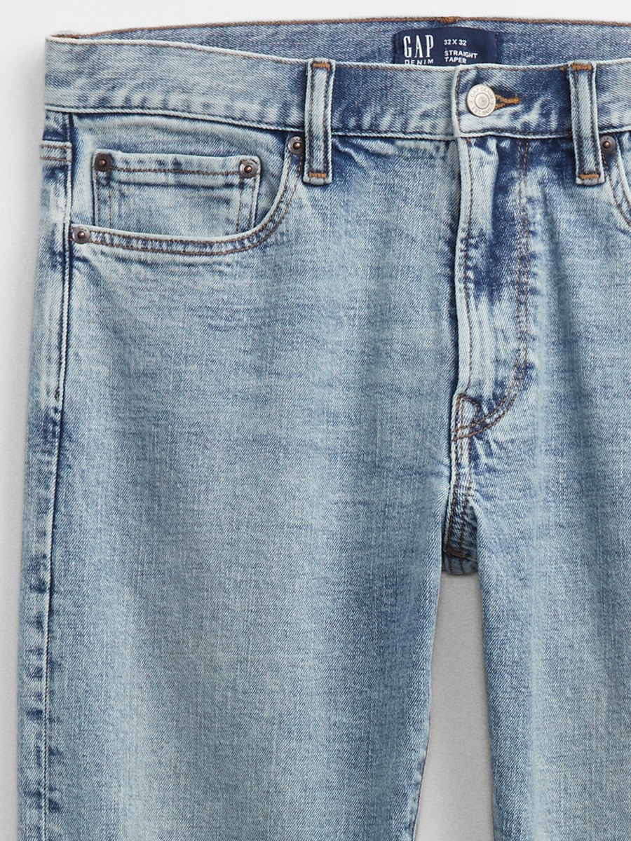 Straight Taper Distressed GapFlex Jeans with Washwell Gap Factory