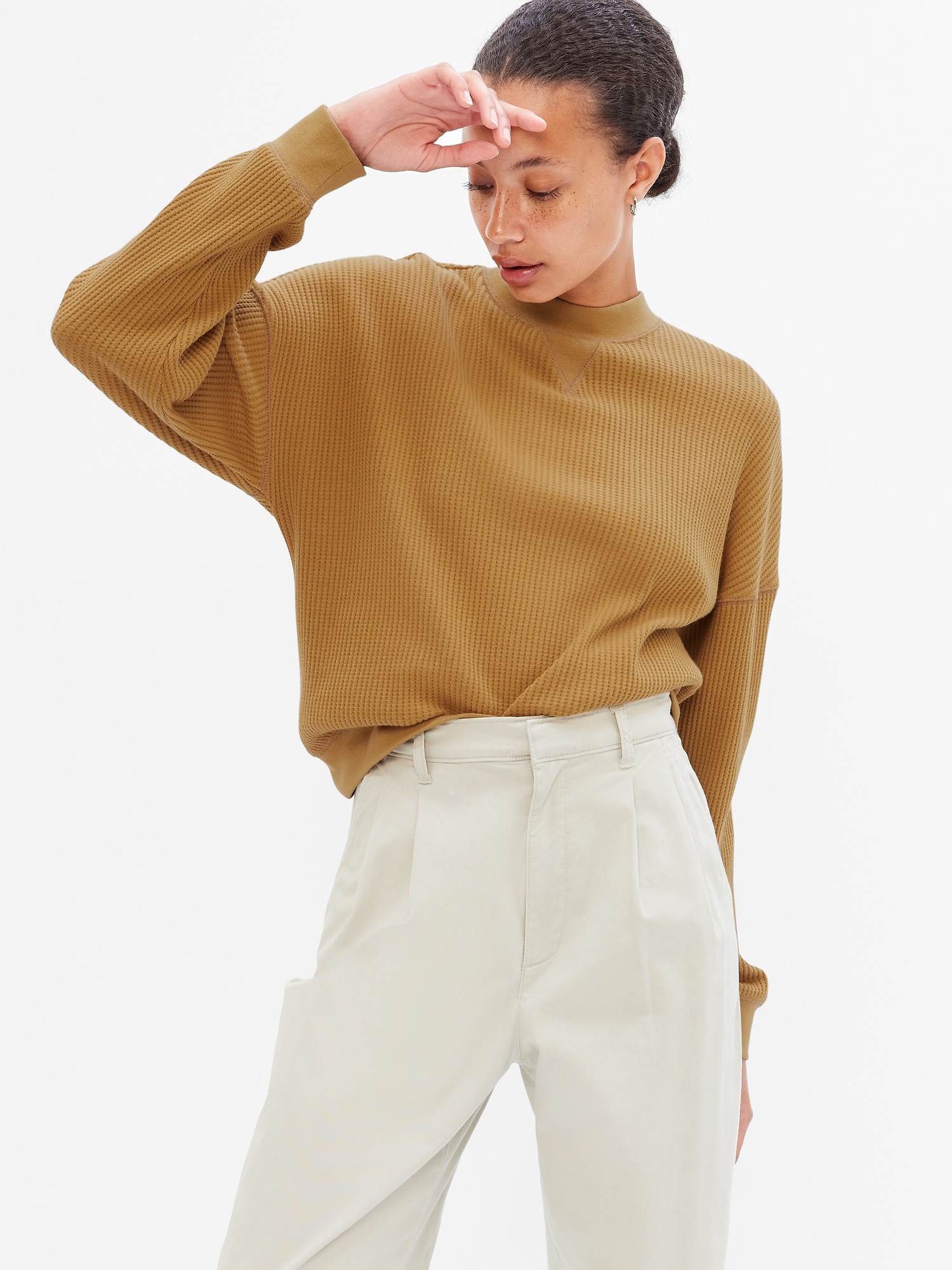 Relaxed Waffle-Knit Crewneck T-Shirt | Gap Factory