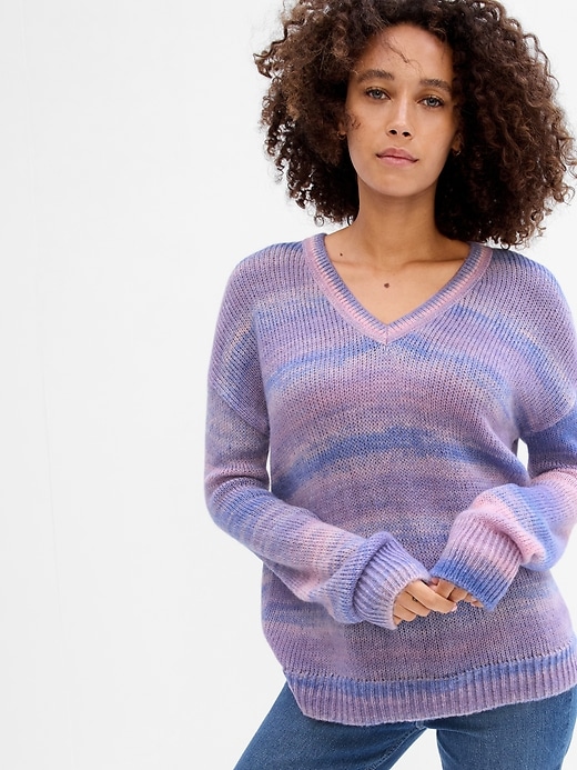 Image number 1 showing, Forever Cozy V-Neck Stripe Sweater