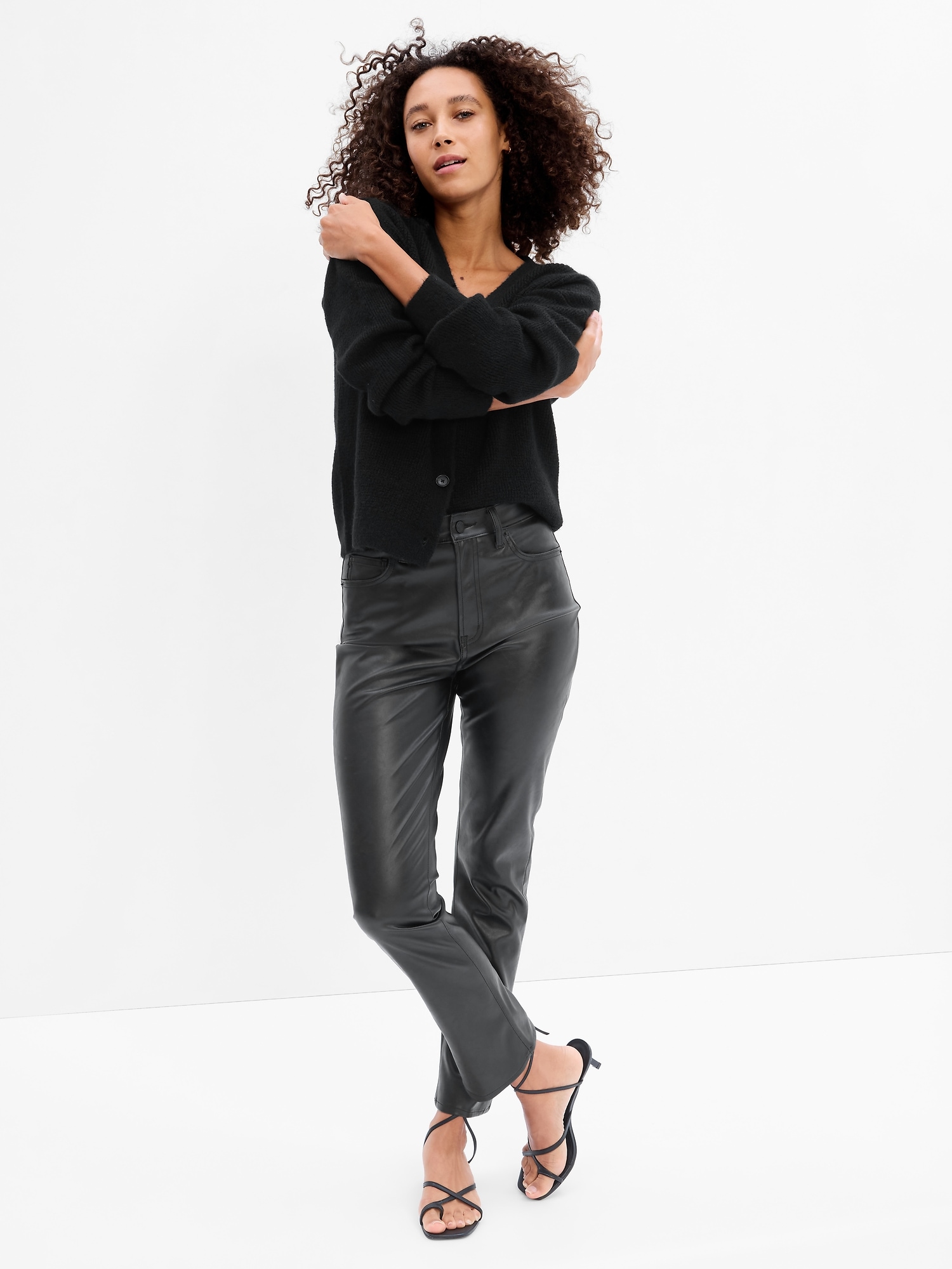 High Rise Faux Leather Pants