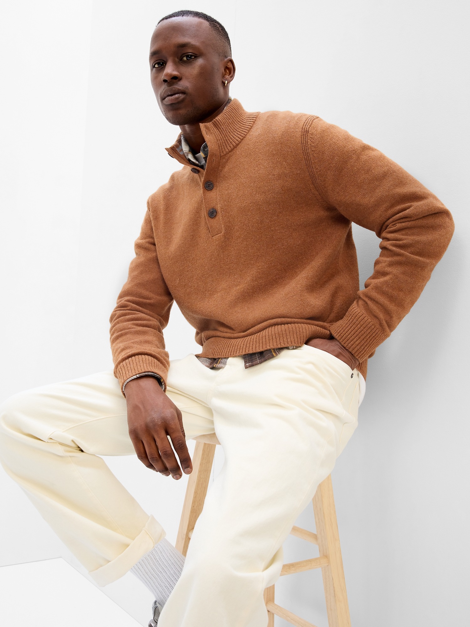 Mockneck Henley Sweater Gap Factory