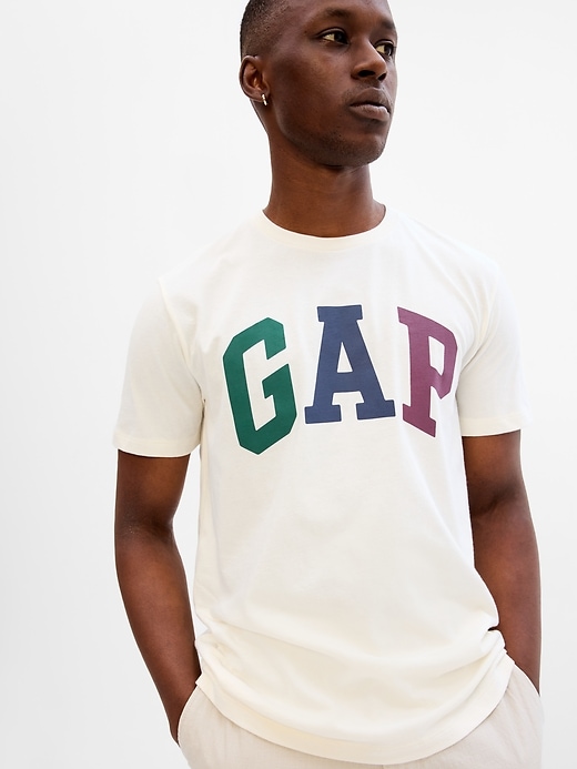 Gap Factory Men's Straight Easy Fit Gap Logo T-Shirt (Ivory Cream Frost)