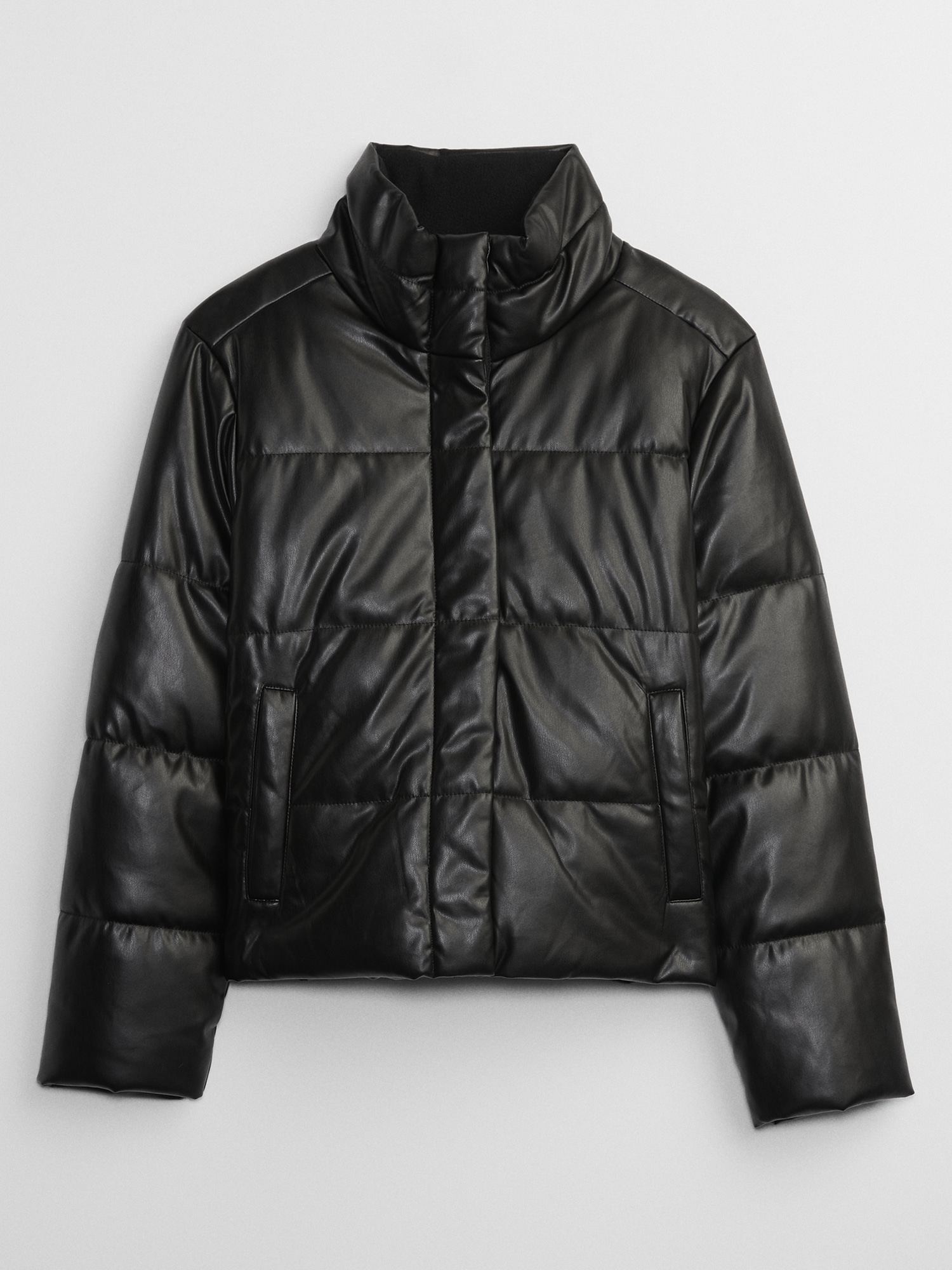 Faux-Leather Puffer Jacket