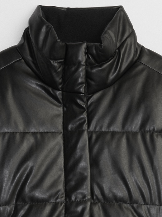 Image number 4 showing, Faux-Leather Puffer Jacket