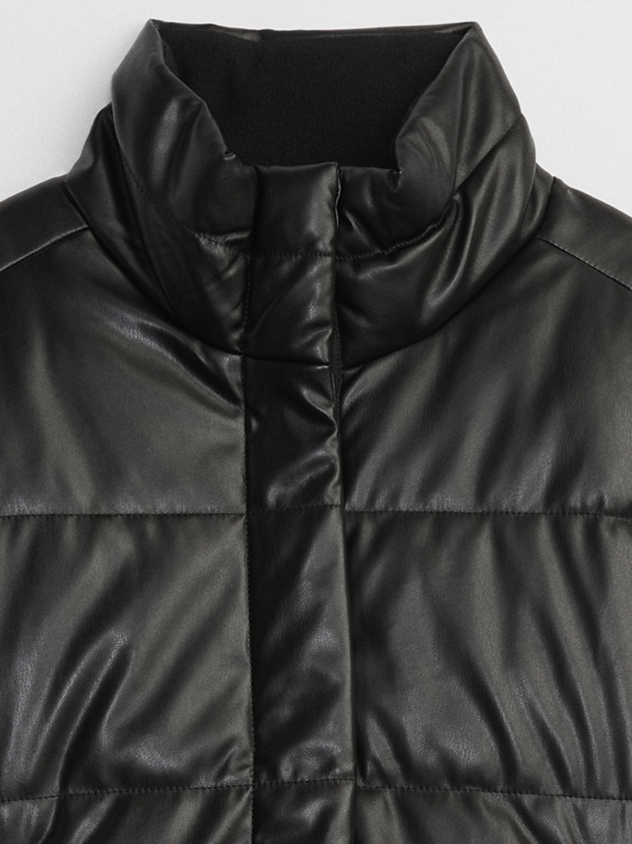 Faux-Leather Puffer Jacket